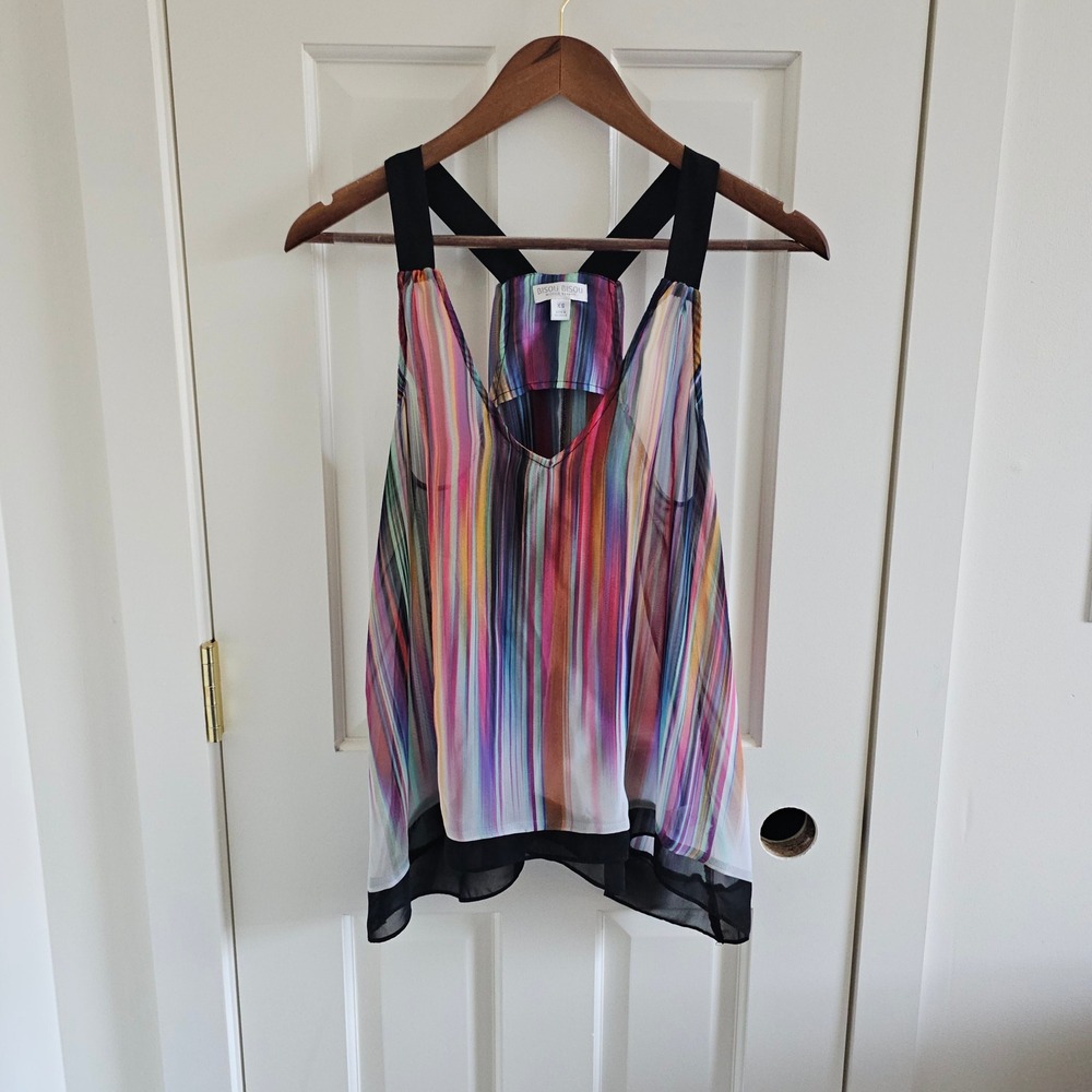 Y2K Bisou Bisou Michele Bohbot Multicolor Striped Racerback Tank Top XS Rainbow